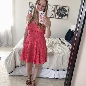 Coral lace floral dress size Small